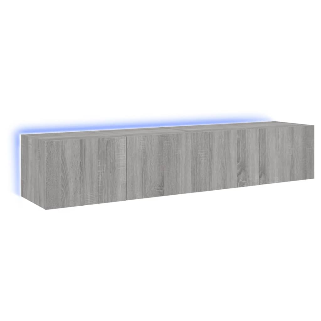 Mobili TV a Parete con Luci LED 2pz Grigio Sonoma 80x35x31 cm