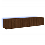 Mobili TV a Parete con Luci LED 2pz Rovere Marrone 80x35x31 cm