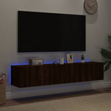 Mobili TV a Parete con Luci LED 2pz Rovere Marrone 80x35x31 cm