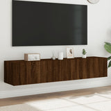 Mobili TV a Parete con Luci LED 2pz Rovere Marrone 80x35x31 cm