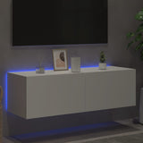 Mobile TV a Parete con Luci LED Bianco 100x35x31 cm