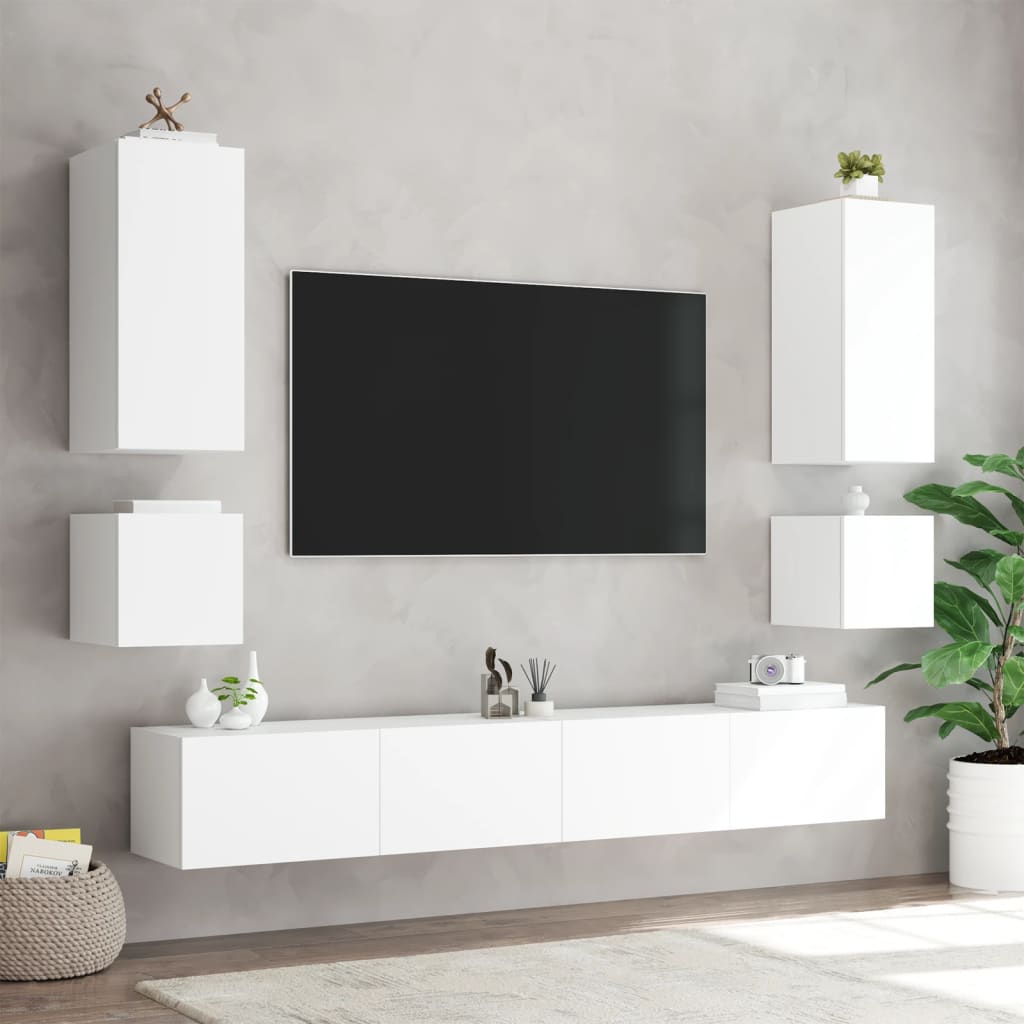 Mobile TV a Parete con Luci LED Bianco 100x35x31 cm