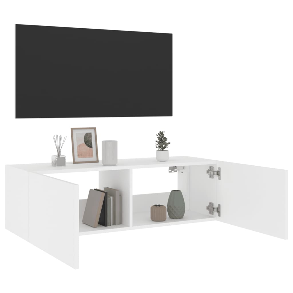 Mobile TV a Parete con Luci LED Bianco 100x35x31 cm