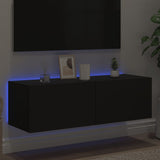 Mobile TV a Parete con Luci LED Nero 100x35x31 cm