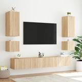 Mobile TV a Parete con Luci LED Rovere Sonoma 100x35x31 cm