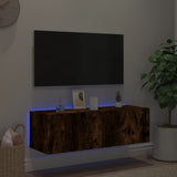 Mobile TV a Parete con Luci LED Rovere Fumo 100x35x31 cm