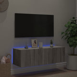 Mobile TV a Parete con Luci LED Grigio Sonoma 100x35x31 cm