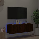 Mobile TV a Parete con Luci LED Rovere Marrone 100x35x31 cm