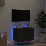 Mobile TV a Parete con Luci LED Nero 60x35x41 cm