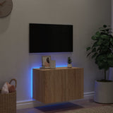 Mobile TV a Parete con Luci LED Rovere Sonoma 60x35x41 cm