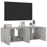 Mobili TV a Parete con Luci LED 2pz Grigio Cemento 60x35x41 cm