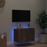 Mobile TV a Parete con Luci LED Rovere Fumo 60x35x41 cm