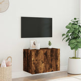 Mobile TV a Parete con Luci LED Rovere Fumo 60x35x41 cm