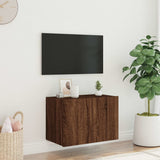 Mobile TV a Parete con Luci LED Rovere Marrone 60x35x41 cm