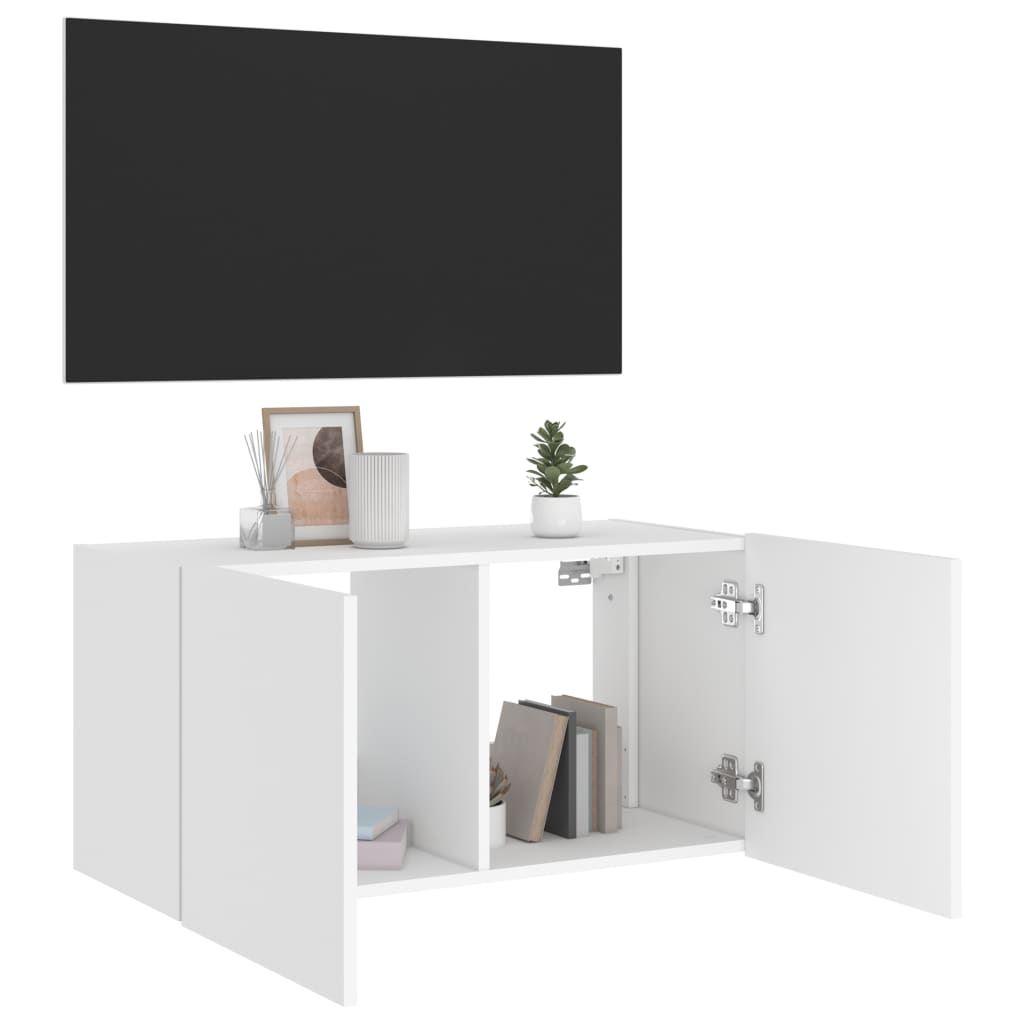 Mobile TV a Parete con Luci LED Bianco 80x35x41 cm