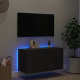 Mobile TV a Parete con Luci LED Nero 80x35x41 cm