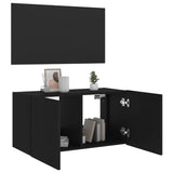 Mobile TV a Parete con Luci LED Nero 80x35x41 cm