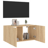 Mobile TV a Parete con Luci LED Rovere Sonoma 80x35x41 cm