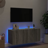 Mobile TV a Parete con Luci LED Grigio Sonoma 100x35x41 cm