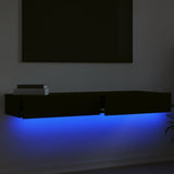 Mobili Porta TV con Luci LED 2pz Neri 60x35x15,5 cm