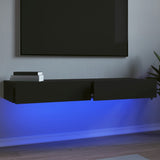 Mobili Porta TV con Luci LED 2pz Neri 60x35x15,5 cm