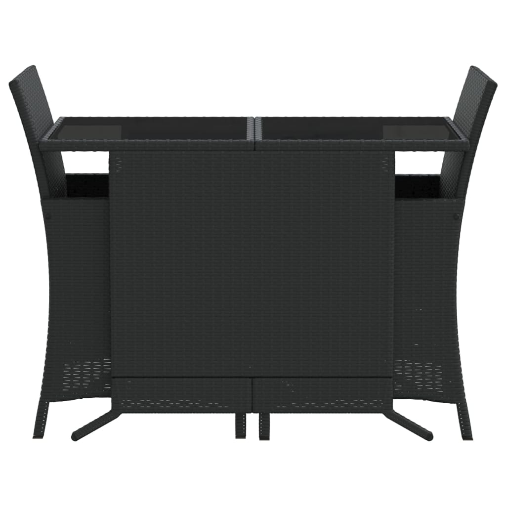 Set da Bistrò 3 pz con Cuscini Nero in Polyrattan