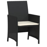 Set da Bistrò 3 pz con Cuscini Nero in Polyrattan