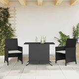 Set da Bistrò 3 pz con Cuscini Nero in Polyrattan