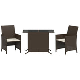 Set Bistrò 3 pz con Cuscini Marrone in Polyrattan