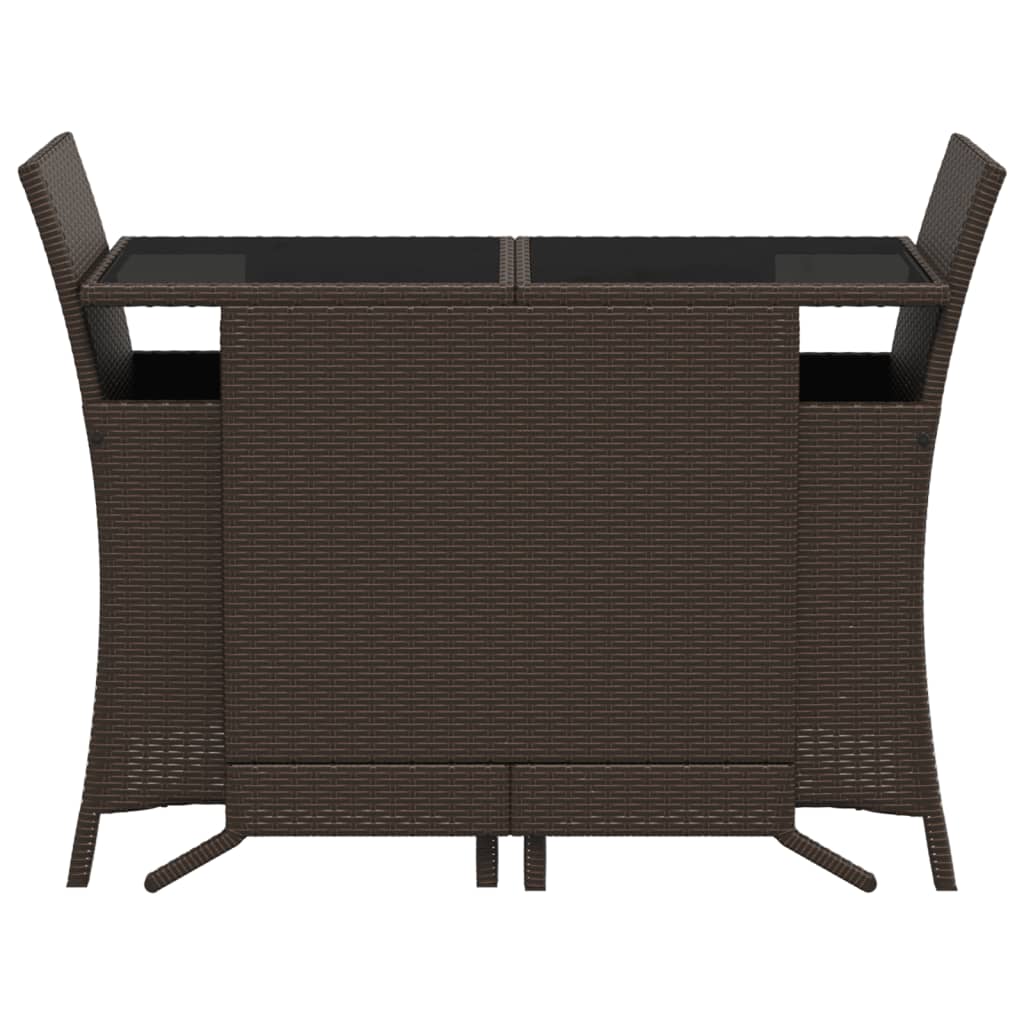 Set Bistrò 3 pz con Cuscini Marrone in Polyrattan