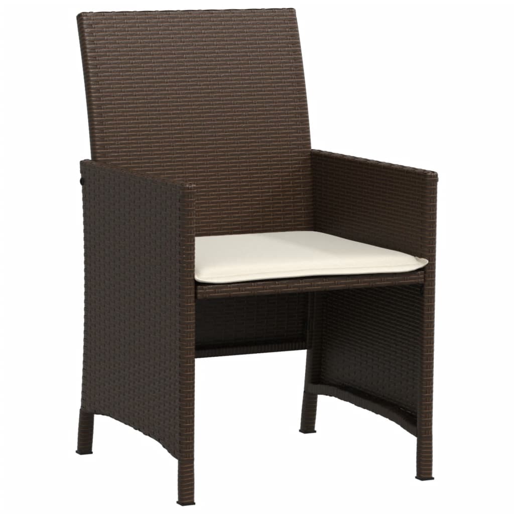 Set Bistrò 3 pz con Cuscini Marrone in Polyrattan