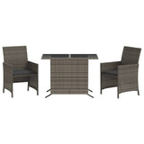 Set da Bistrò 3 pz con Cuscini Grigio in Polyrattan