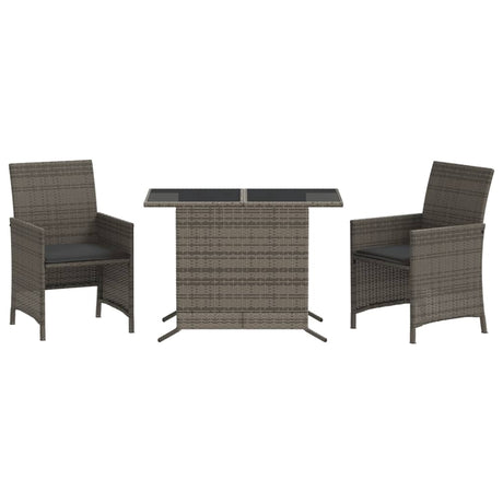 Set da Bistrò 3 pz con Cuscini Grigio in Polyrattan