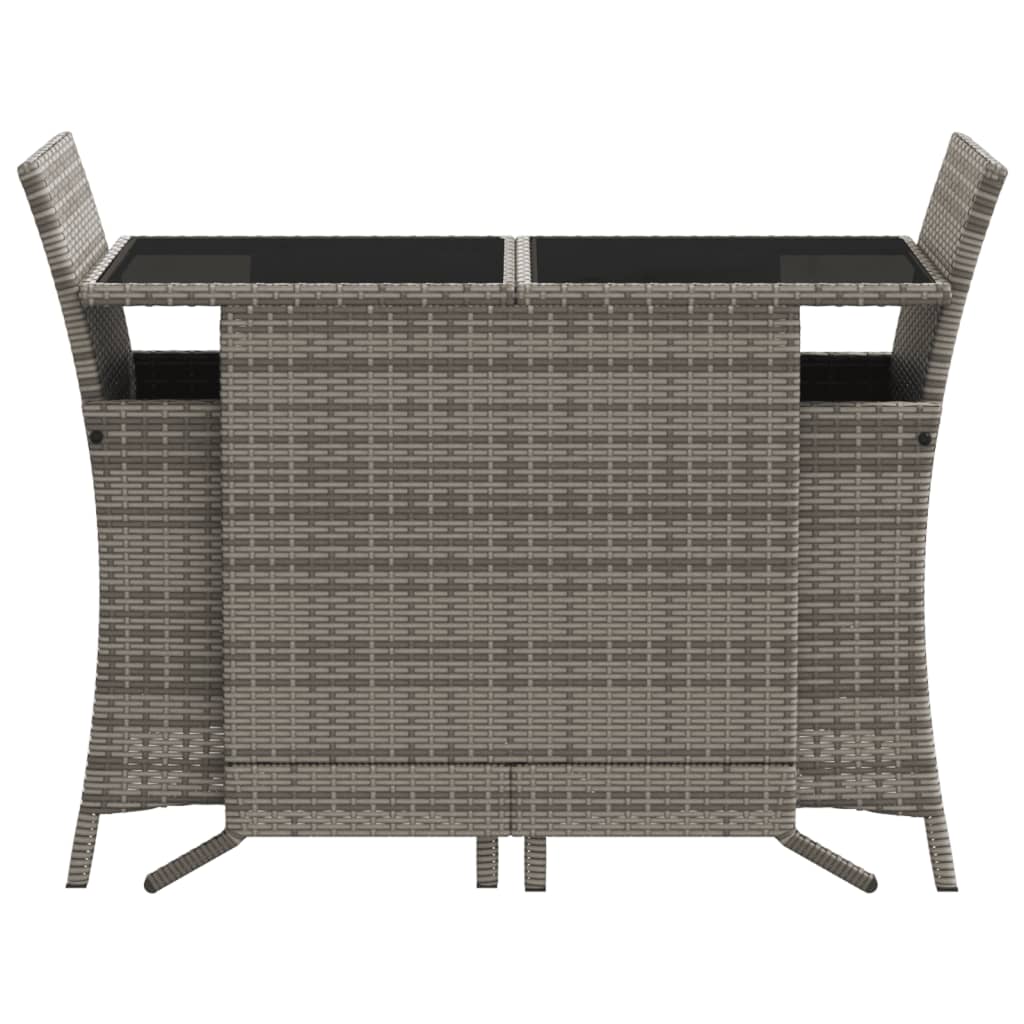 Set da Bistrò 3 pz con Cuscini Grigio in Polyrattan