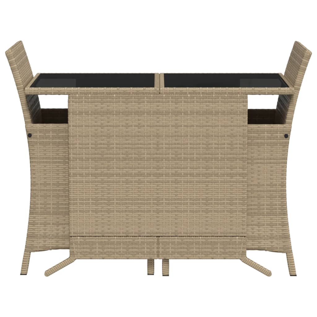 Set da Bistrò 3 pz con Cuscini Beige in Polyrattan