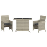 Set da Bistrò 3 pz con Cuscini Grigio Chiaro in Polyrattan