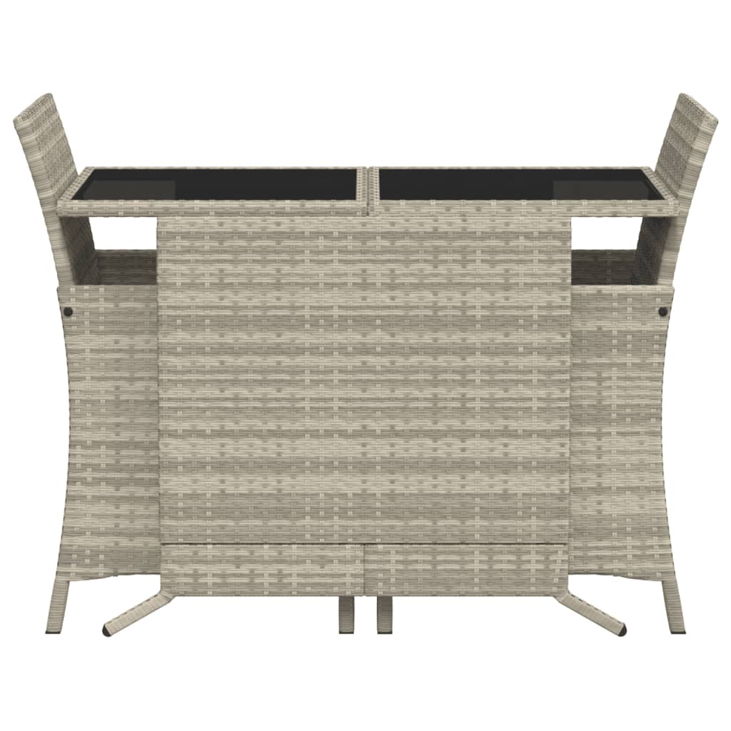 Set da Bistrò 3 pz con Cuscini Grigio Chiaro in Polyrattan