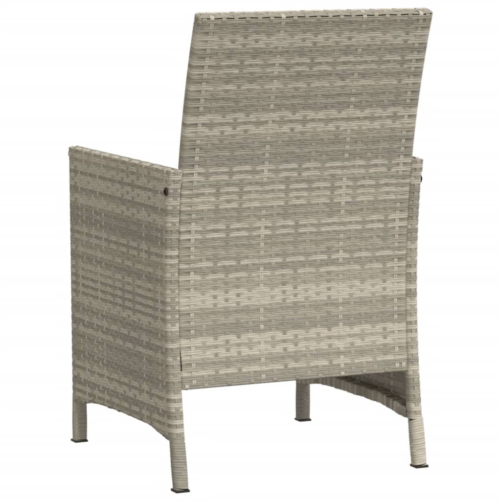 Set da Bistrò 3 pz con Cuscini Grigio Chiaro in Polyrattan