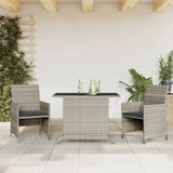 Set da Bistrò 3 pz con Cuscini Grigio Chiaro in Polyrattan