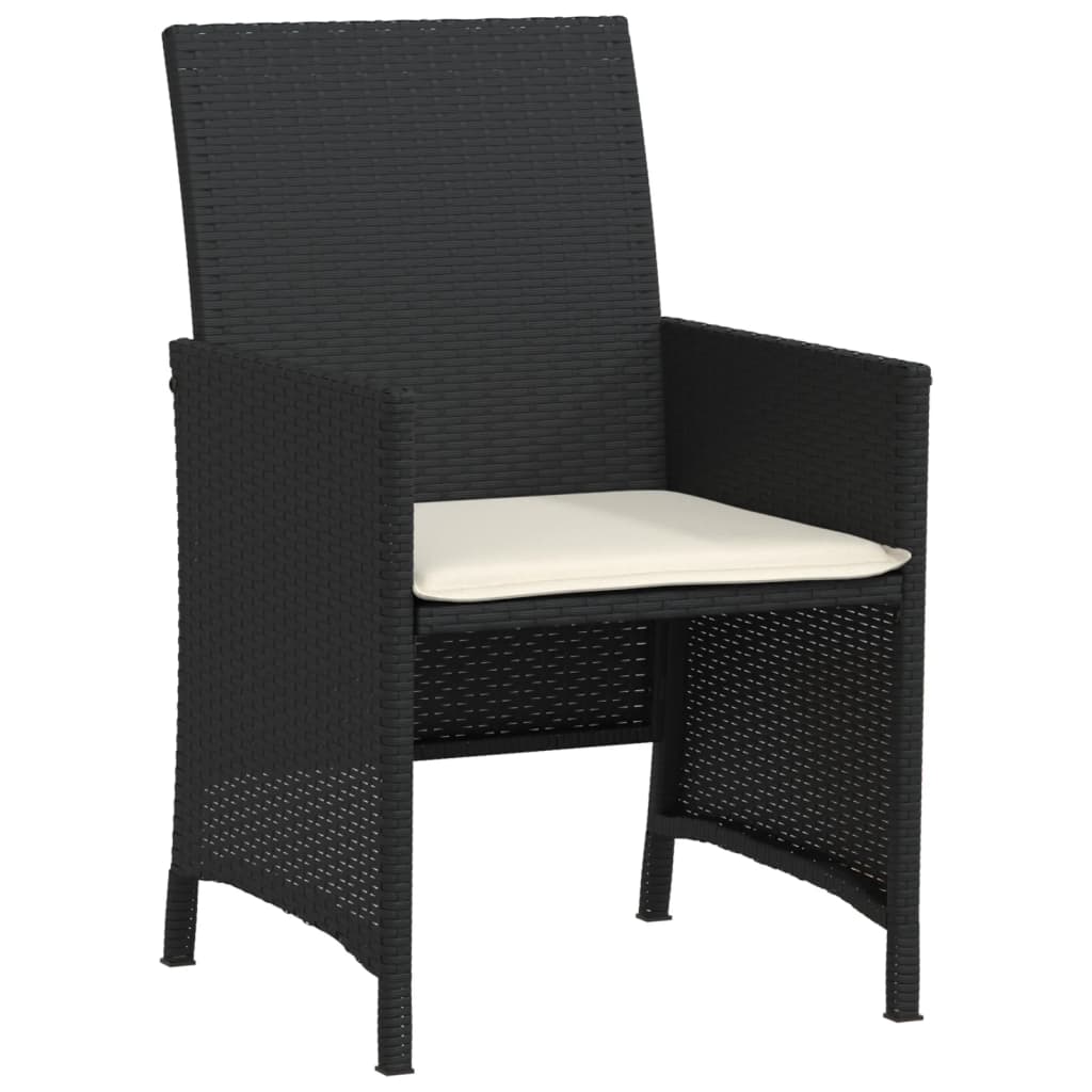 Set da Bistrò 3 pz con Cuscini Nero in Polyrattan