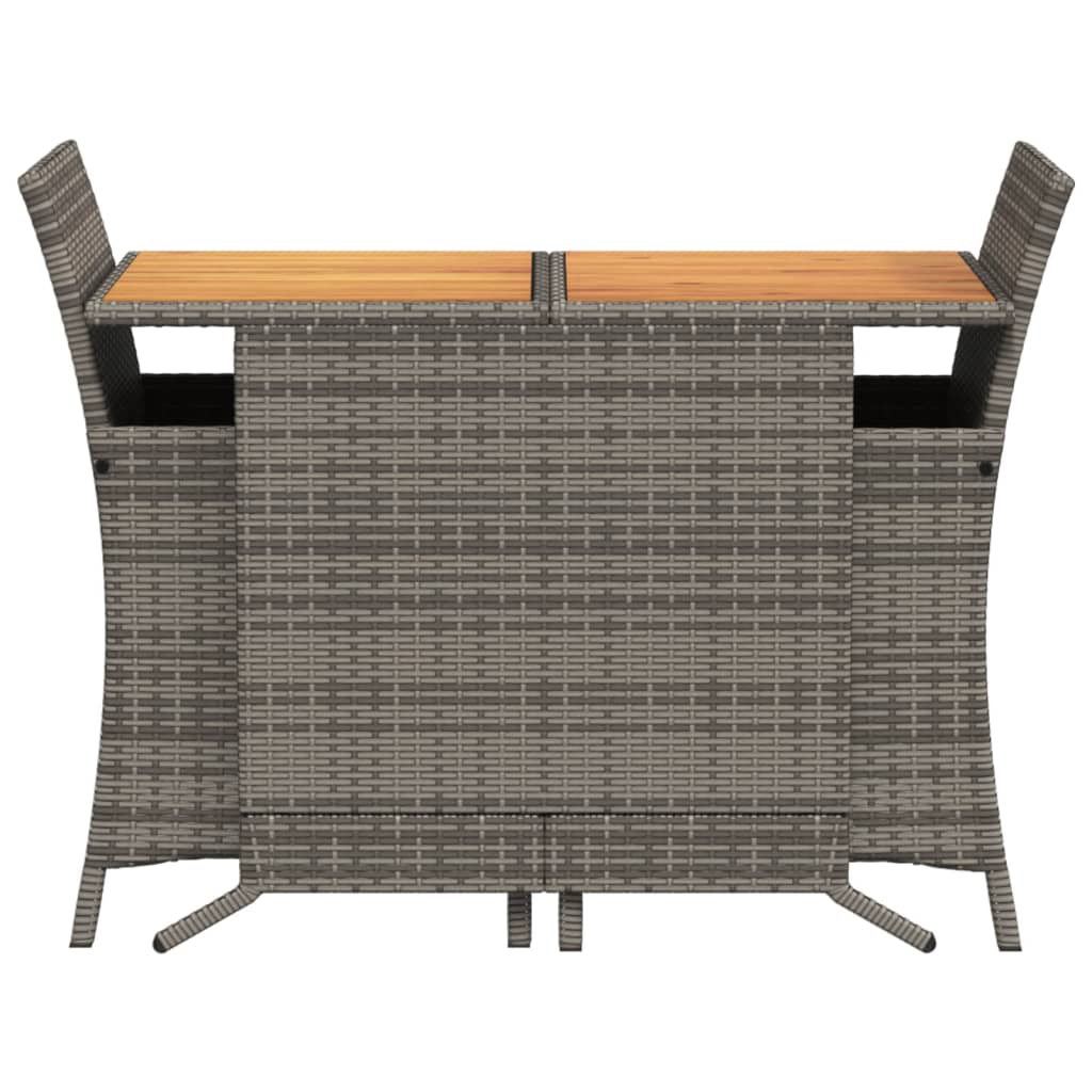 Set da Bistrò 3 pz con Cuscini Grigio in Polyrattan