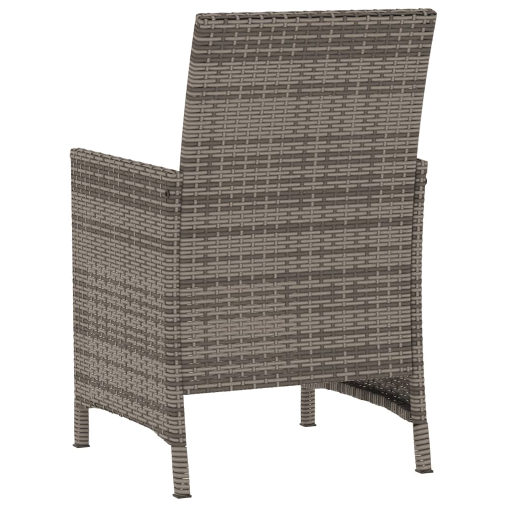 Set da Bistrò 3 pz con Cuscini Grigio in Polyrattan