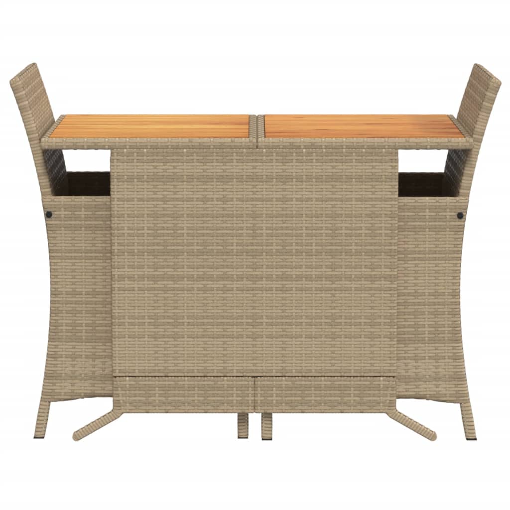 Set da Bistrò 3 pz con Cuscini Beige in Polyrattan