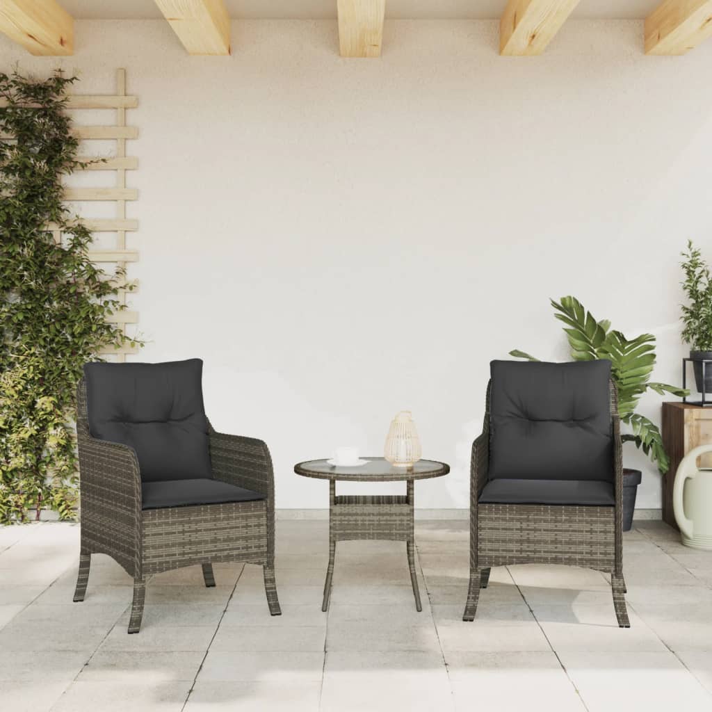 Sedie da Giardino con Cuscini 2 pz Grigie in Polyrattan