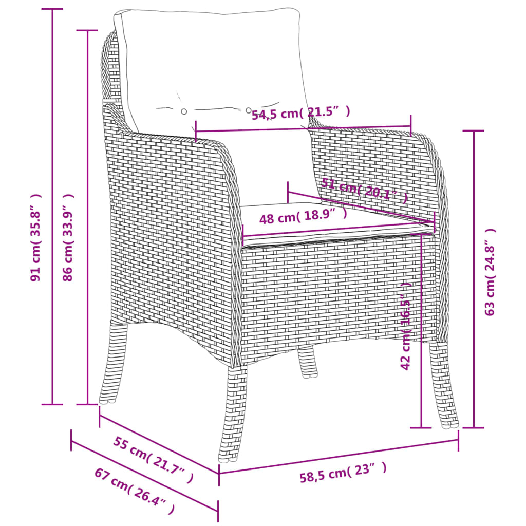 Sedie da Giardino con Cuscini 2 pz Grigie in Polyrattan