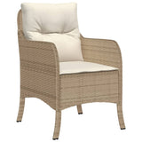 Sedie da Giardino con Cuscini 2 pz Beige in Polyrattan