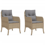 Sedie da Giardino con Cuscini 2 pz Beige Misto in Polyrattan