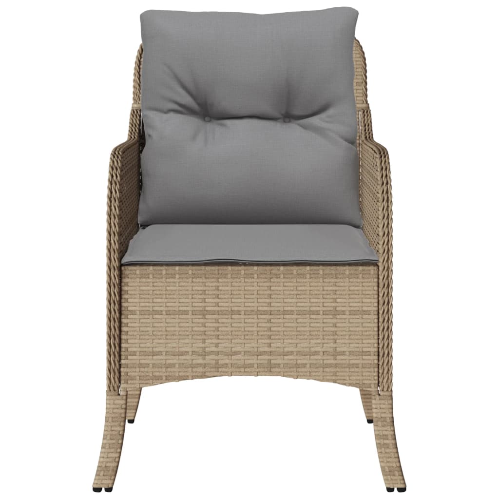 Sedie da Giardino con Cuscini 2 pz Beige Misto in Polyrattan