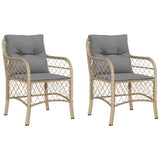 Sedie da Giardino con Cuscini 2 pz Beige Misto in Polyrattan