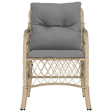 Sedie da Giardino con Cuscini 2 pz Beige Misto in Polyrattan